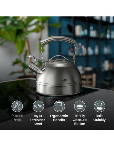 Tetera Silbante GIPFEL INTERNATIONAL 2.2L Acero Inoxidable