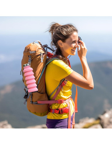 Botella de Agua Plegable YCT 500ml Silicona A Prueba de Fugas