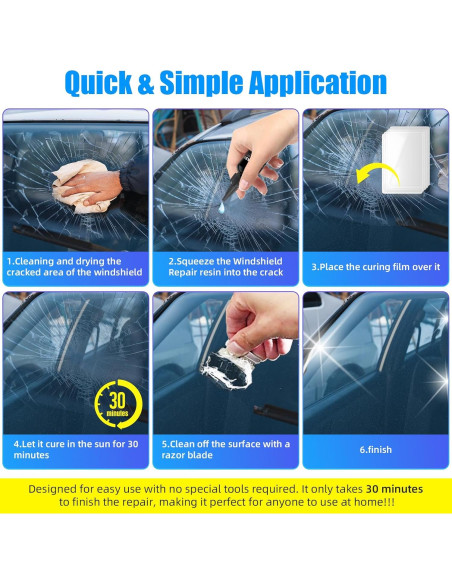 Kit de Reparación de Parabrisas Genérico 4 PCS para Grietas