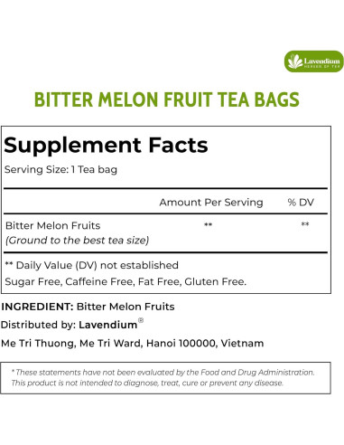 Té de Fruta de Melón Amargo Lavendium - 30 Bolsitas 100% Natural