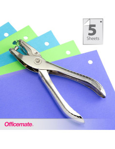 Perforadora Manual Officemate Plata 1 Agujero 5 Hojas Paquete 2 2