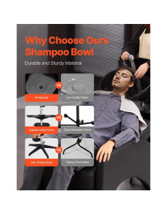 Lavabo de Champú Portátil VEVOR Ajustable con Ducha y Drenaje 2