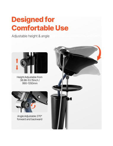 Lavabo de Champú Portátil VEVOR Ajustable con Ducha y Drenaje