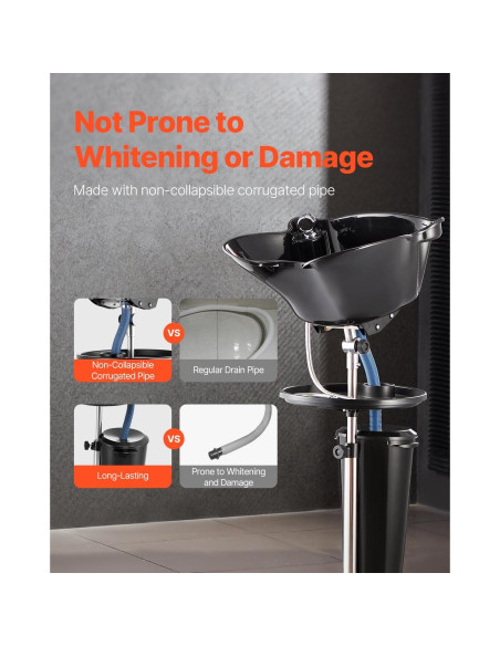 Lavabo de Champú Portátil VEVOR Ajustable con Ducha y Drenaje