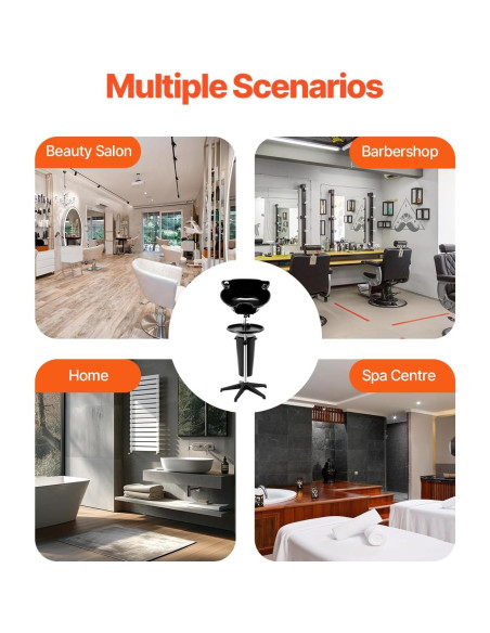 Lavabo de Champú Portátil VEVOR Ajustable con Ducha y Drenaje