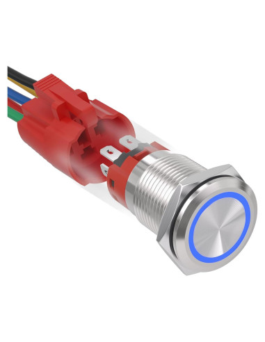 Interruptor pulsador 16mm KERWINN 12V 1NO 1NC con luz