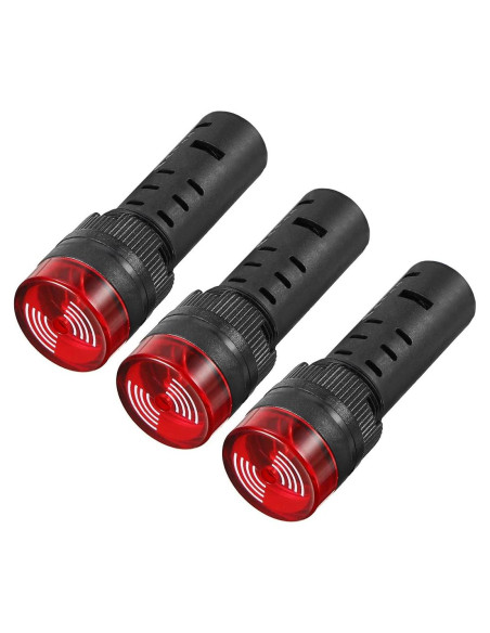 Luz Indicadora LED Roja con Buzzer uxcell 24V 16mm Panel