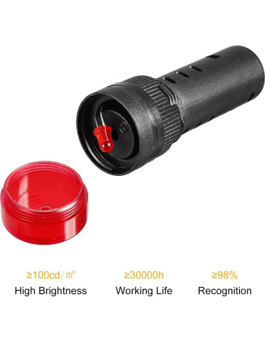 Luz Indicadora LED Roja con Buzzer uxcell 24V 16mm Panel