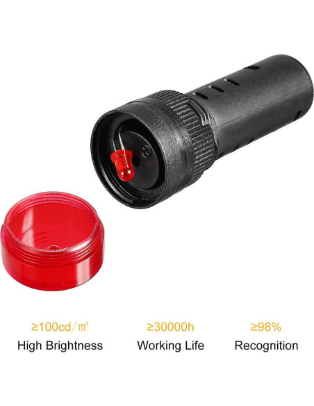 Luz Indicadora LED Roja con Buzzer uxcell 24V 16mm Panel