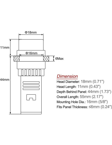 Luz Indicadora LED Roja con Buzzer uxcell 24V 16mm Panel