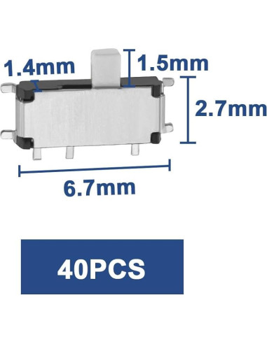 40 Interruptores Deslizantes MSK12C01 7 Pines 12V 0.1A