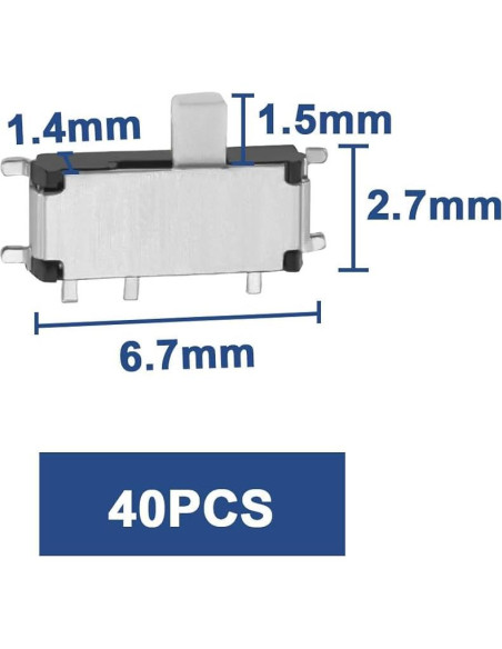 40 Interruptores Deslizantes MSK12C01 7 Pines 12V 0.1A