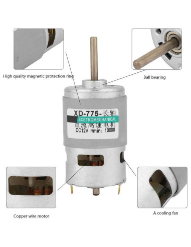 Motor DC 775 Hilitand 12V 10000RPM Alta Potencia