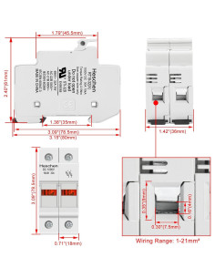Soporte de Fusible Solar Heschen RT18-32(X) 32A 1000V 2