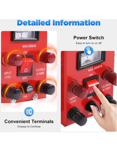 Transformador Variac 3000W TDGC-3KVA Regulador Voltaje 0-130V