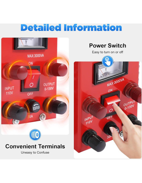 Transformador Variac 3000W TDGC-3KVA Regulador Voltaje 0-130V