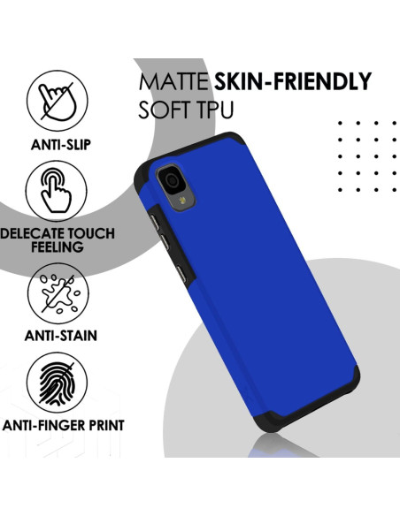 Funda Híbrida Dual + Vidrio Templado TCL 30 Z 4188C Azul