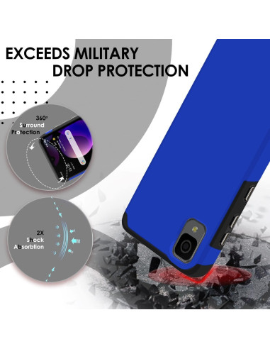 Funda Híbrida Dual + Vidrio Templado TCL 30 Z 4188C Azul