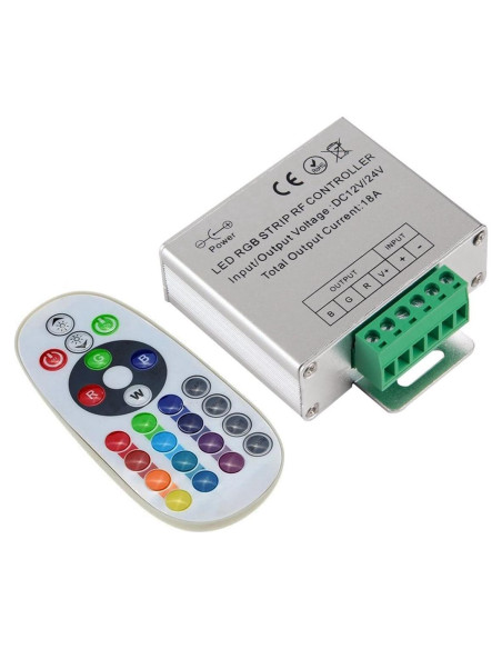 Controlador LED RGB 12V-24V 18A Minbow con Control Remoto