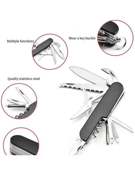 Cuchillo de bolsillo multifuncional Genérico 11 en 1 Negro