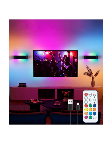 Luz de Pared LED Inalámbrica KwatTsz RGB 12 Colores 6000mAh