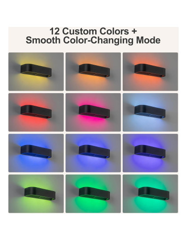 Luz de Pared LED Inalámbrica KwatTsz RGB 12 Colores 6000mAh