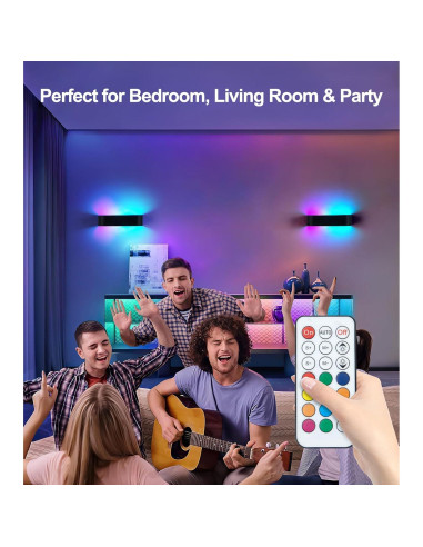 Luz de Pared LED Inalámbrica KwatTsz RGB 12 Colores 6000mAh