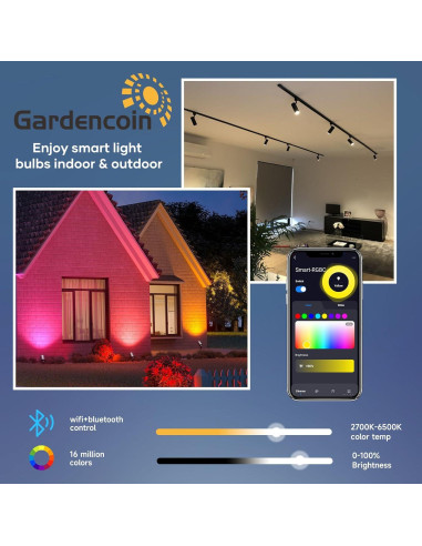 Bombilla LED MR16 Gardencoin 6W RGBW GU5.3 Control WiFi 6 Pzas