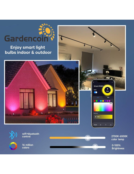 Bombilla LED MR16 Gardencoin 6W RGBW GU5.3 Control WiFi 6 Pzas