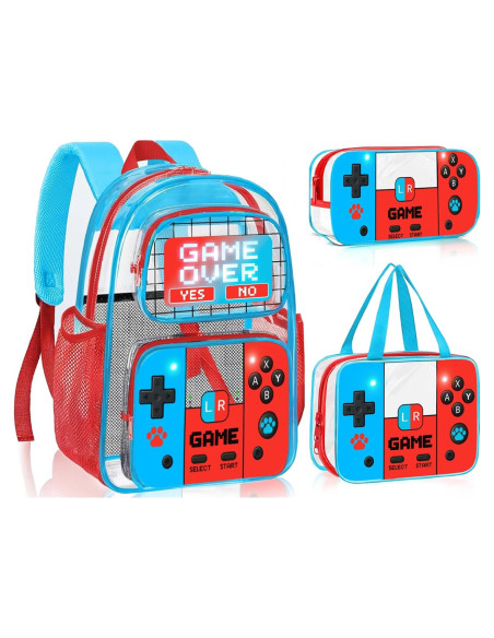 Mochila Transparente SHPMXUPW 3PCS para Niños y Niñas Gamer