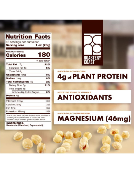 Avellanas Tostadas Secas Roastery Coast 1.36 KG Sin Sal