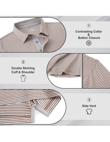 Camisa Polo de Golf para Hombres Blue Clover - Manga Corta Rayas