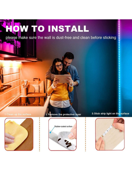 Luces LED PHOPOLLO 6.1m RGB con control remoto y 20 colores