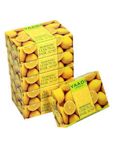 Jabón Refrescante de Limón y Albahaca Vaadi Herbals 75g x 6