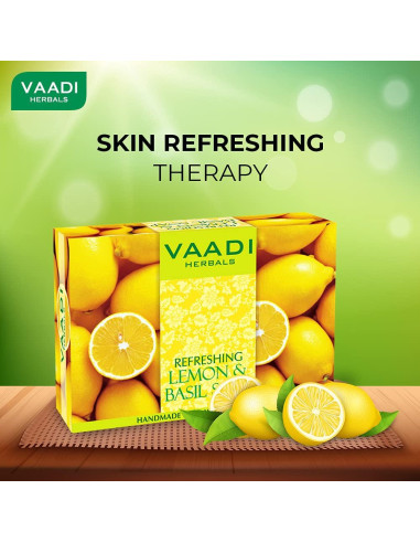 Jabón Refrescante de Limón y Albahaca Vaadi Herbals 75g x 6