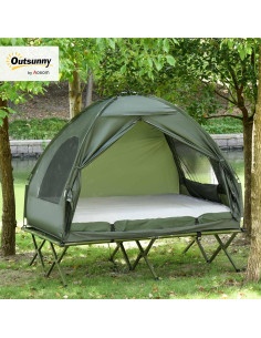 Cama de Camping Plegable Outsunny para 2 Personas con Carpa 2