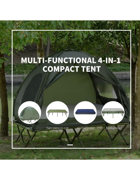 Cama de Camping Plegable Outsunny para 2 Personas con Carpa