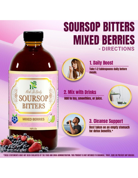 Líquido Amargo de Soursop con Berries Mixtas Herb To Body 473ml