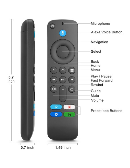 Control Remoto de Voz Angrox AMZ3 para TV Stick y TVs Inteligentes