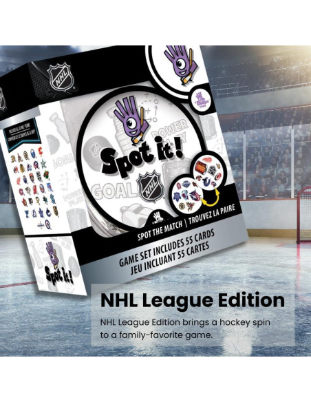 Juego de Cartas NHL Spot It MasterPieces - 55 Cartas, 5 Mini-Juegos