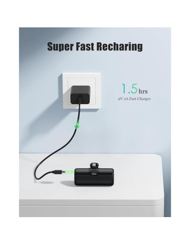 Cargador Portátil QECVEC Mini 5000mAh 20W para iPhone