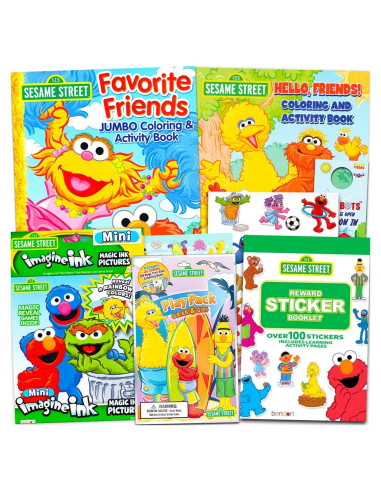 Conjunto de Libros para Colorear Sesame Street - 2 Libros + Stickers