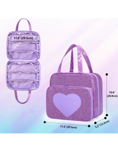 Funda para muñecas LoDrid morada con 6 bolsillos 29.5x13.2cm