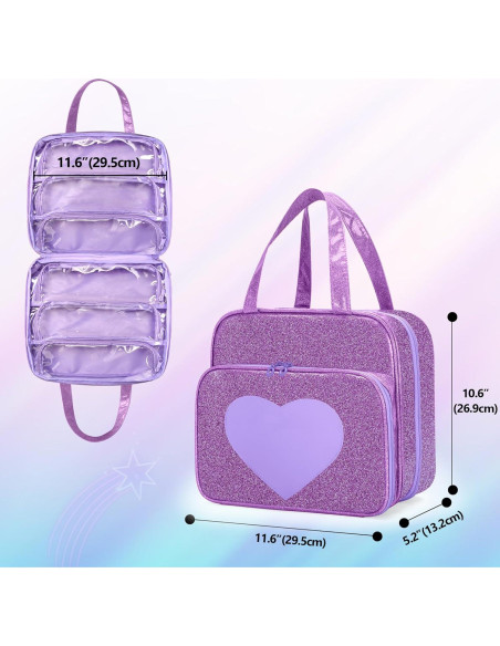 Funda para muñecas LoDrid morada con 6 bolsillos 29.5x13.2cm