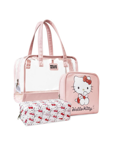 Conjunto de 3 Bolsas de Aseo Hello Kitty - Estuche de Maquillaje