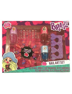Juego de Arte de Uñas Bratz con 3 Esmaltes y 10 Uñas Falsas