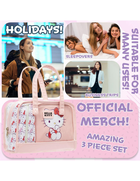 Conjunto de 3 Bolsas de Aseo Hello Kitty - Estuche de Maquillaje