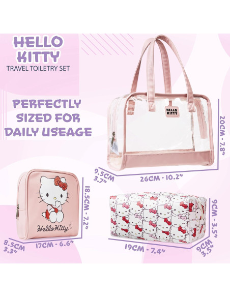 Conjunto de 3 Bolsas de Aseo Hello Kitty - Estuche de Maquillaje