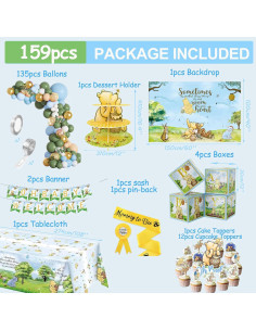 Kit de Decoraciones Baby Shower Winnie Pooh 159 Piezas 2