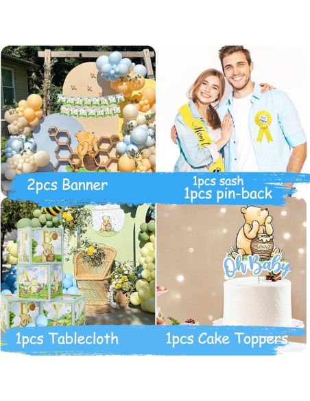 Kit de Decoraciones Baby Shower Winnie Pooh 159 Piezas